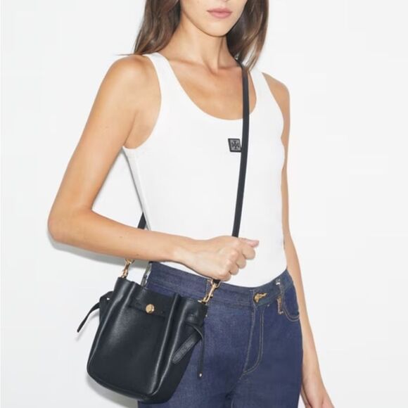 New! Tory Burch Romy Black Leather Crossbody Bag - Picture 8 of 8